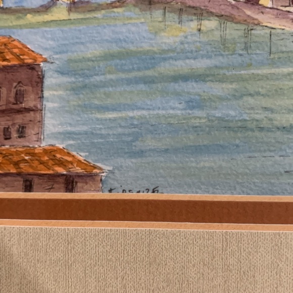 Framed original watercolor Firenze Florence Italy Ponte Vecchio - Picture 3 of 9